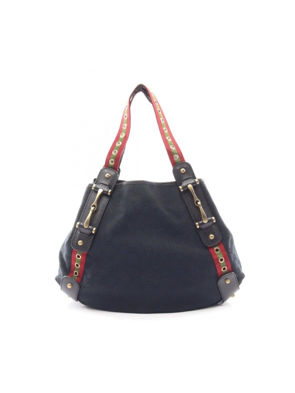 Gucci Tote Bag Horsebit GG Canvas Black